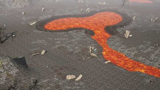 Rivers of lava across a scorched plain